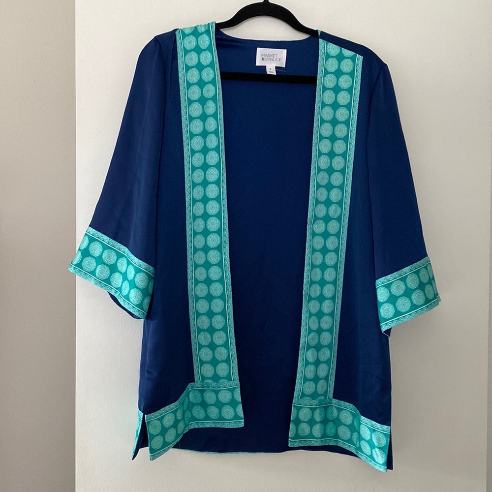 Market & Spruce Teal and Blue Silk blazer